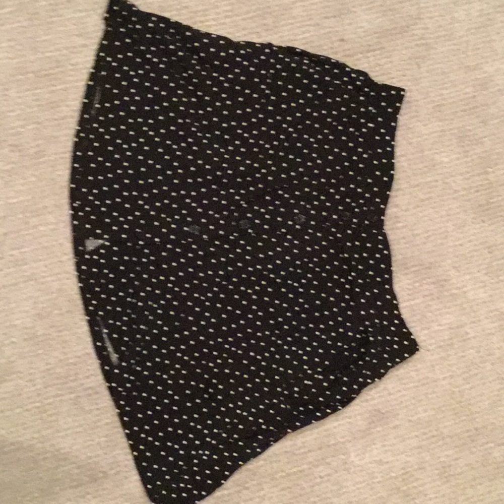 Black & white polkadot skirt black buttons elastic